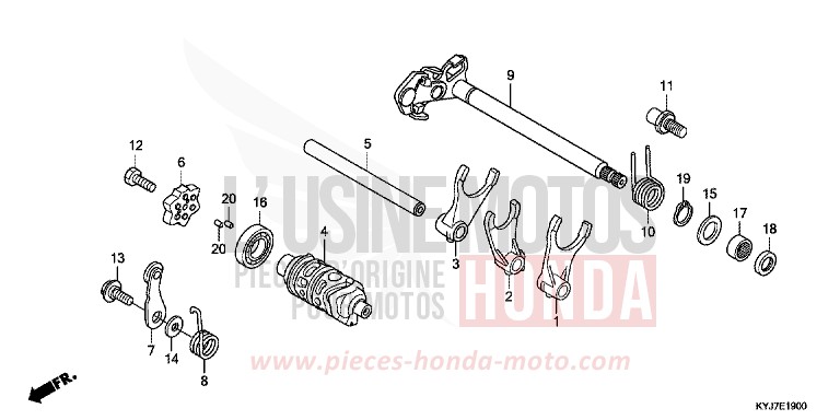 BARILLET DE SELECTION de CBR250R ABS ASTEROID BLACK METALLIC (NHA35) de 2011